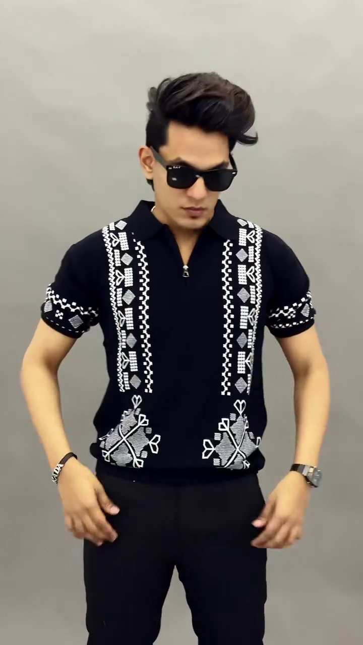 Men's Black Premium Knitted Polo T-Shirt